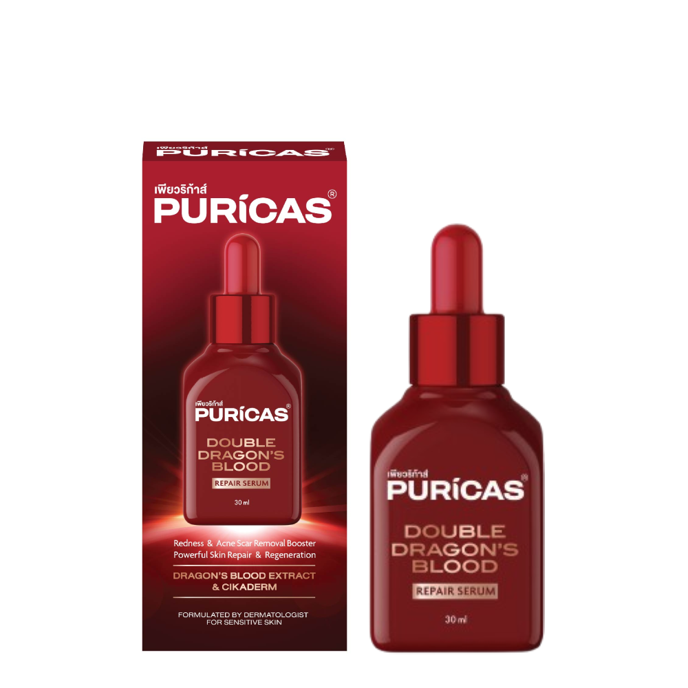 PURICAS DOUBLE DRAGON'S BLOOD REPAIR SERUM 30ml , PURICAS , PURICAS ราคา , PURICAS รีวิว , PURICAS เซรั่ม , PURICAS รอยดำ
